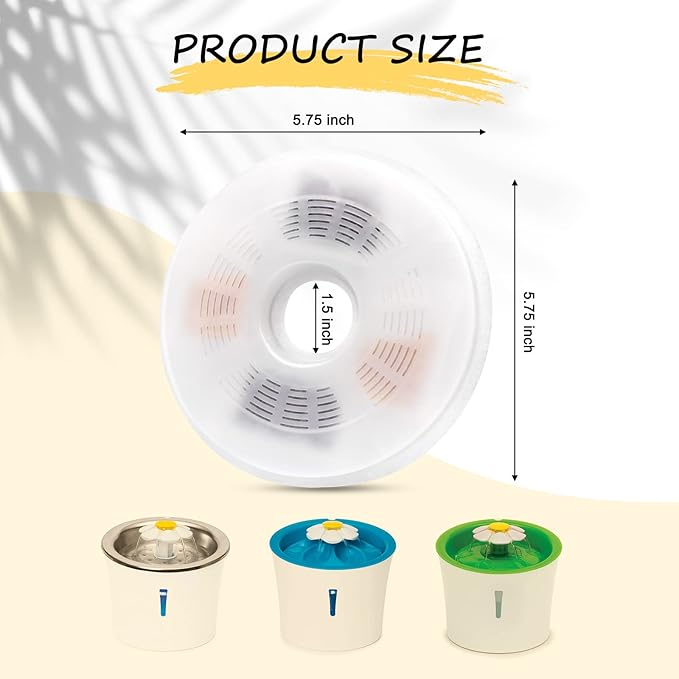 3/6/9 Pack Cat Water Fountain Filters Compatible with Catit Fountains, Petilog Carbon and Ion Exchange Resin Pet Fountain Filter Replacmence (3)