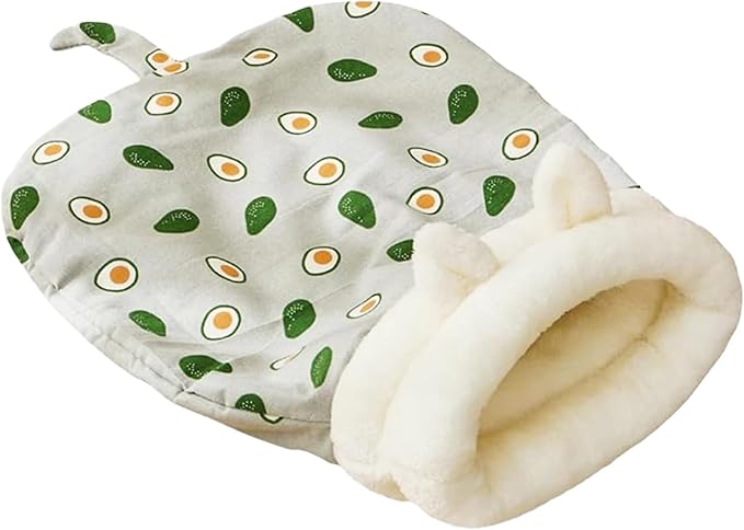 Cozy Sleeping Bag, Cozy Nest for Cats and Dogs, Soft Cat Dog Sleeping Bag, Cat Sleeping Bag for Indoor, Warm Nest for Indoor Cats&Small Dogs, Semi-Enclosed Design (Avocado(with Ear), Large)