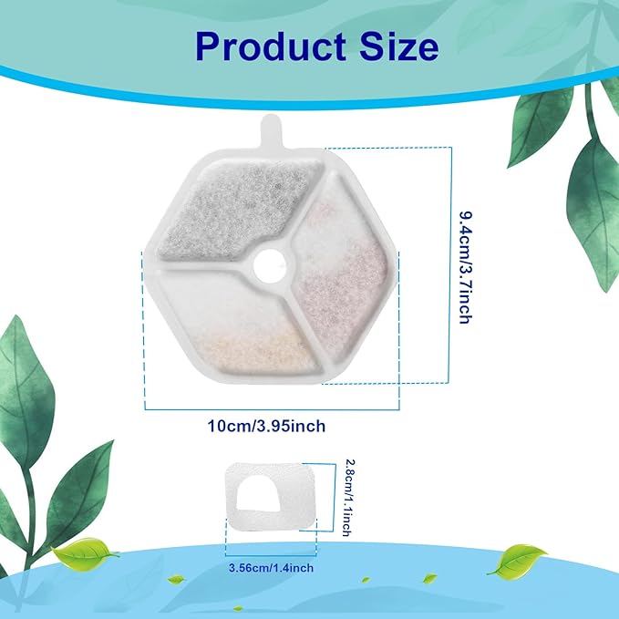 Cat Water Fountain Filter,Cat Fountain Filters Replacement for 152oz/4.5L Wireless Battery Operated Pet Water Fountain,9 Set Pet Fountain Filter Replacement