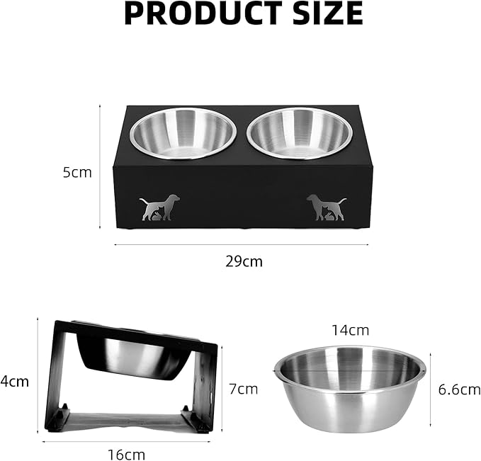 Elevated Cat Food Bowl,15°Tilted Stand Anti Vomiting Raised Cat Dishes for Food and Water,2 Stainless Steel Bowls,Non-Slip No Spill,Cats and Puppy