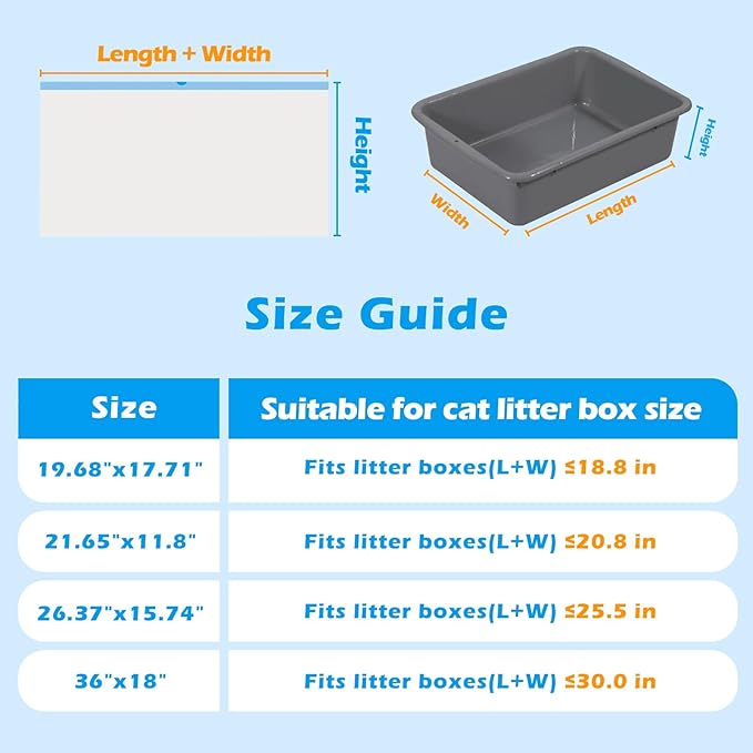 Cat Litter Bags 120 Count,19.68"x17.71" Drawstring Close Litter Box Liners for Automatic Litter Box,Thick Cat Poop Bags,Easy to Clean,Heavy Duty Robot Bag for Self-Cleaning Box