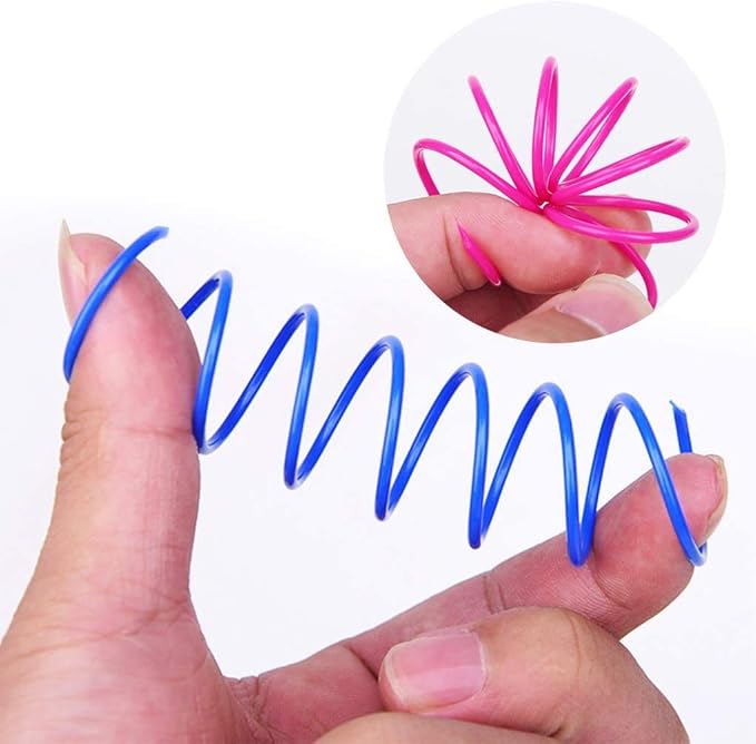 55 Pieces Cat Spring Toys Set, Colorful Cat Spring Toy and Cat Tube Toy Interactive Cat Toy for Indoor Cats, Playful Flexible Cat Plastic Coil Spiral for Kittens to Swat, Bite, Hunt(Random Color)