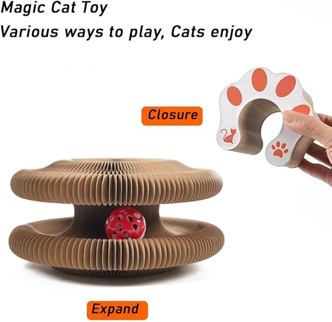 Claw Coil for Cats, Claw Coil, Cat Scratching Board with Bell, Magnetic Suction Interactive Indoor Playboard, Corrugated Paper, Does Not Take Up Space (B)