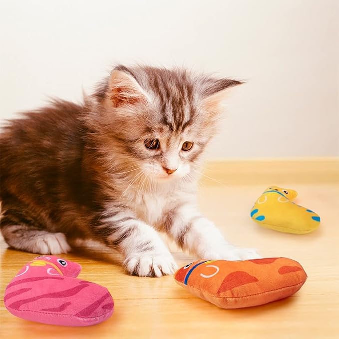 AWOOF Catnip Toys for Indoor Cats, Natural Catnip Cat Toys Kitten Toys - 8 PCS Fish Cat Toys Set for Boredom