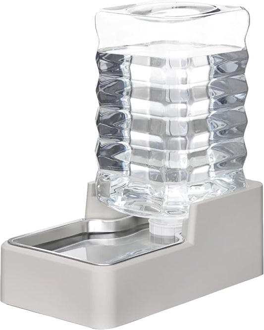 RIZZARI Stainless Steel Pet Water Feeder: 8L Automatic Leak-Proof Gravity Dispenser for Cats Dogs Indoor Outdoor Use(Beige Without Filter,8L)
