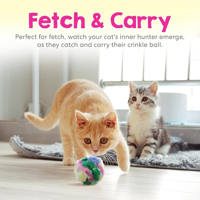 Jumbo Cat Crinkle Ball Toy – 1-Pack of 3.5" Interactive Indoor Kitten & Cat Toy – Soft, Sparkle, Lightweight, Safe for Play–Irresistible Crinkly Sound for Active, Suitable for Larger Cats