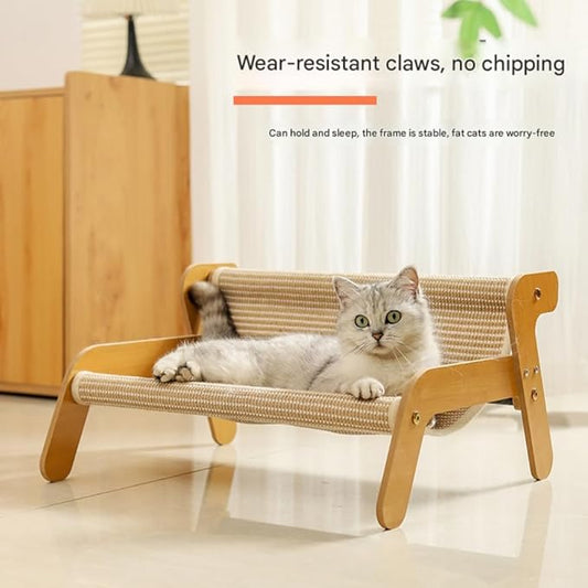 Mellowkin Cat Scratcher Couch, The Claw Lounge for Cats, Durable Wavy Rocker Bed and Lounger, Breathable Pet Hammock Seat, 2-in-1 wear Resistant Scratching Sisal Chair with Replace Pad (A Style)