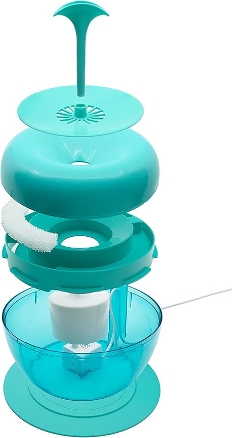 PURRoducts Purrfect Water Fountain for Cats and Small Dogs with Premium 5-Layer Filter That Lasts Up to Two Months. Splash Free and Tip-Proof Design. Low Water Auto Shut-Off Feature.