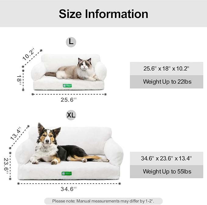 MEWOOFUN 34.6" Orthopedic Dog Bed Sofa for Small Medium Dogs, Egg- Foam Dog Couch with Removable Washable Cover and Non-Slip Bottom (Large, Beige)
