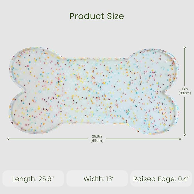 Dog Food Mat Anti-Slip Silicone Dog Bowl Mat Thicker Pet Placemat Waterproof Cat Feeder Pad with Raised Edge Puppy Kitten Feeding Mats Suitable Small Medium-Sized Dogs Cats Eating Tray