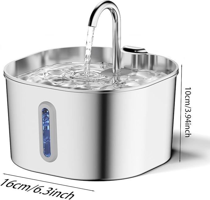 2.2L Stainless Steel Cat Water Fountain Automatic Pet Water Dispenser Accessories Auto Cat Drinking Fountain Dog Drinker Bowl