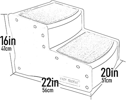 Pet Gear Easy Step II Extra Wide Pet Stairs, 2 Step for Dogs/Cats up to 200 pounds, Removable/Washable Carpet, Easy Assembly (No Tools Required), Fog