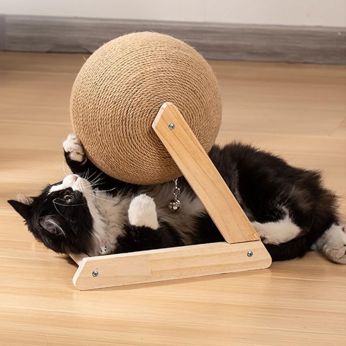 balacoo Cat Scratching Ball: Sisal Scratcher Toy, Interactive Grinding Claw Ball, Rotatable Exercise Wheel to Toy for Small Cats