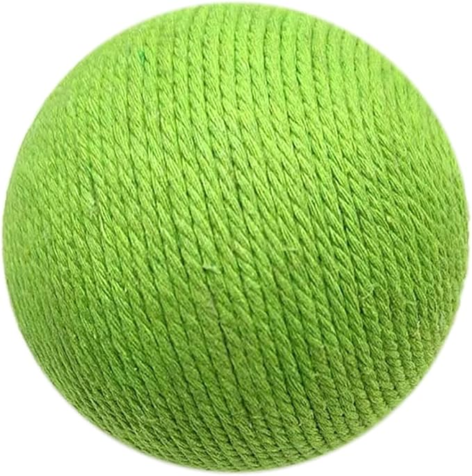 Extra Large 4-Inch Cotton Yarn Fluffy Soft Scratch Cat Ball Toy (Green)