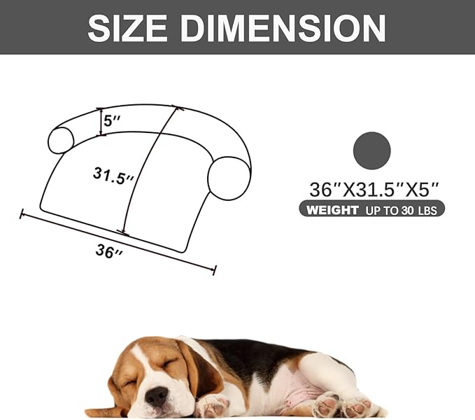 Calming Dogs/Cats Bed Mats, Dog Pad Washable Removable Couch Cover, Plush Long Fur Mat for Pets, Waterproof Lining, Perfect for Small, Medium and Large Dogs and Cats (Dark Gray, 36"x31")