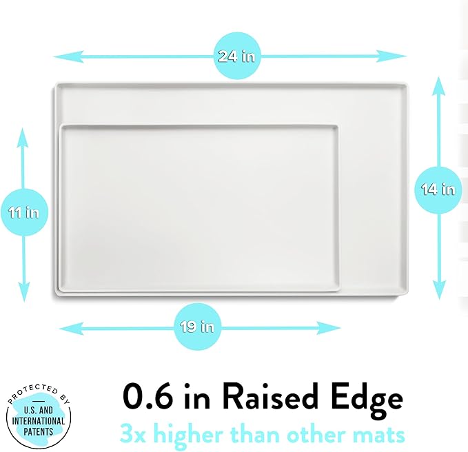 CatGuru Cat Food Mat, Small & Large Pet Feeding Mat, 100% Waterproof Cat Placemat for Food and Water, Silicone Mats for Cats Bowls, Non-Slip Mat for Pet Bowl or Fountain (Small, Marshmallow)