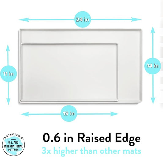 CatGuru Cat Food Mat, Small & Large Pet Feeding Mat, 100% Waterproof Cat Placemat for Food and Water, Silicone Mats for Cats Bowls, Non-Slip Mat for Pet Bowl or Fountain (Small, Marshmallow)