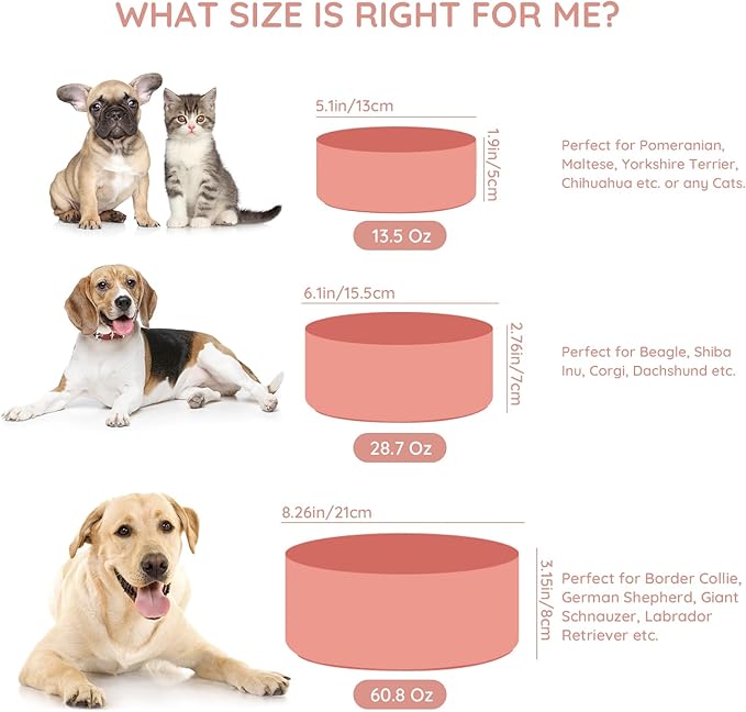 SPUNKYJUNKY 28.7OZ Ceramic Dog and Cat Bowl, Modern Cute Weighted Food Water Bowl for Replacement Pink (1 Pack)