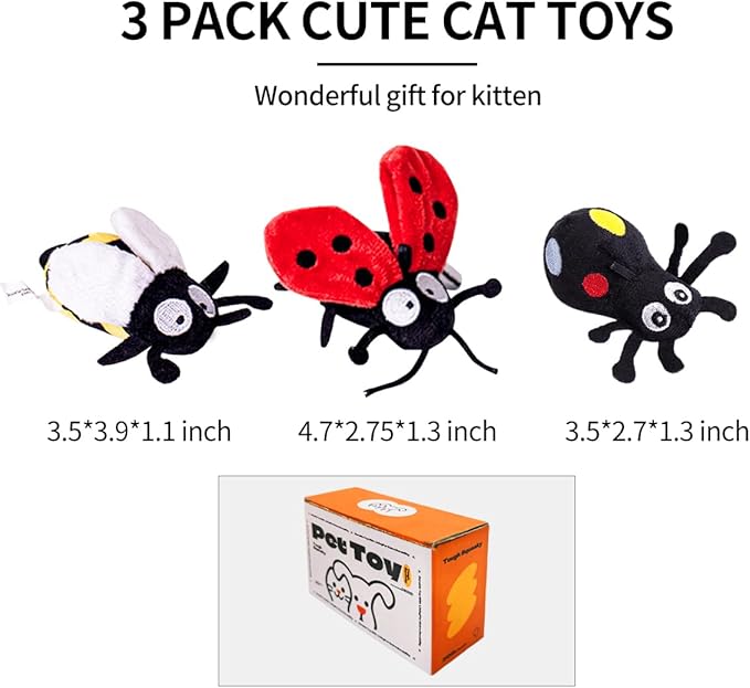 Cat Toys for Indoor Cats Satisfy Cat's Natural Hunting Instinction Catnip Soft Interactive Chirp Toys for All Breeds Indoor Cats, 3pcs (3 Pack)