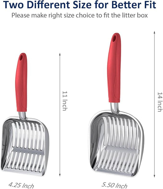 WePet Cat Litter Scoop, Aluminum Alloy Sifter, Kitty Metal Scooper, Deep Shovel, Long Handle, Poop Sifting, Kitten Pooper Lifter, Durable, Heavy Duty, for Litter Box