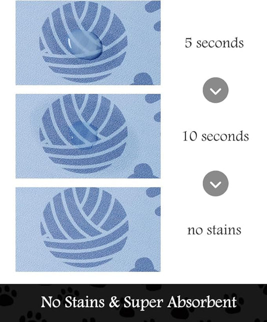 Pet Feeding Mat-Absorbent Dog Mat for Food and Water Bowl-No Stains Quick Dry Water Dispenser Mat-Dog Accessories Pet Supplies-Bowl for Messy Drinkers(Bone,23"x34"