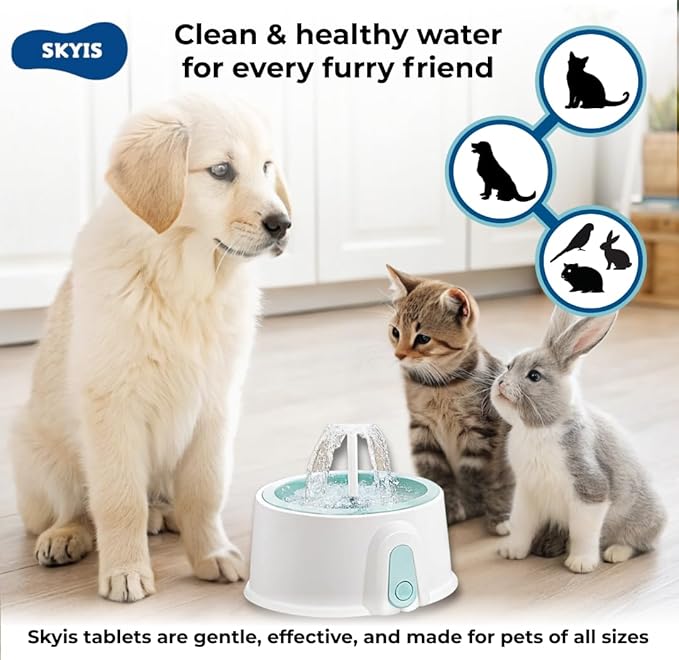 24 Pack Pet Fountain Cleaning Tablets, Removes Stains & Mineral Residue from Pet Fountains, Helps Maintain Water Flow & Pet Fountain Pump, Easy Drop-In Formula