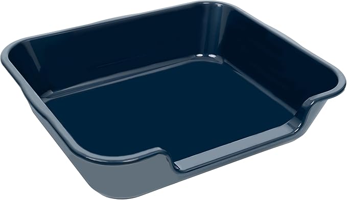 2 Pack of Extra Large Cat Litter Box (ABS Material), Low Entry Senior Litter Pen for Geriatric Kitty Big Cats, Jumbo Pet Safe Litter Boxes Tray for Indoor Pets Potty (Dark Blue, 24"L x 20"W)