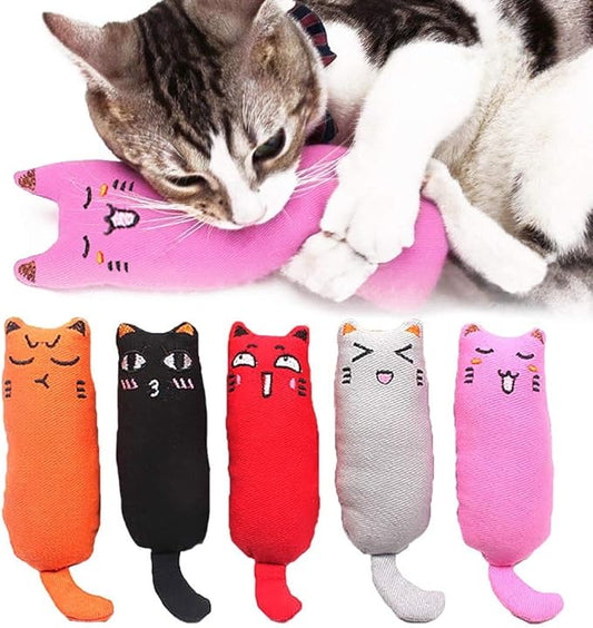 Legendog 5Pcs Bite Resistant Catnip Toy for Cats,Catnip Filled Cartoon Mice Cat Teething Chew Toy