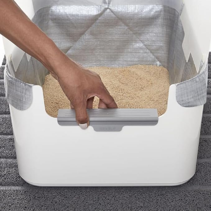 Modkat® Litter Tray, Extra Tall Base, Pee Shield, Reusable Litter Liner, Sifting Litter Scoop - Gray