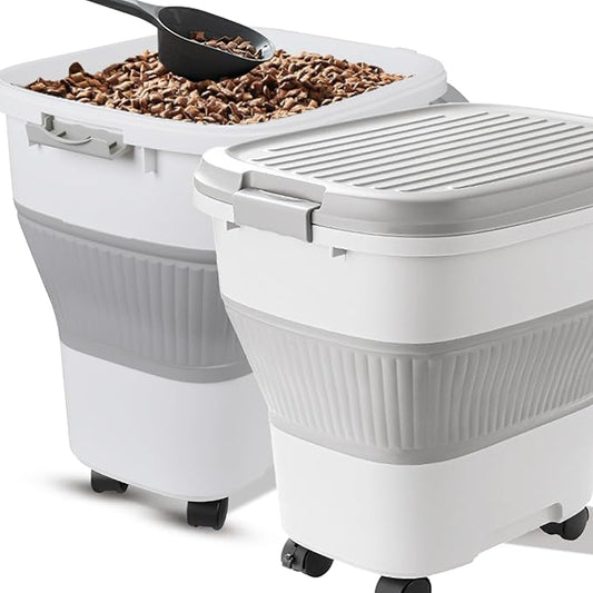 35 Lbs Dog Food Storage Container 2PCS, Collapsible Dog Food Container with Scoop for Pet/Dog/Cat/Bird Food,Keep Dry Food Fresh,Easy to Move