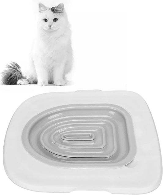Cat Toilet Training Kit Urinal Seat with Design,Universal Reusable Environmentally Friendly Cat Toilet Trainer for All Age Cat Toilet Training(White Tray, 1 Gray Inner Support)