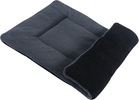 Reversible Dog Bed Mat with Plush and Corn Velvet,Soft Warm Pet Cushion, Dual Purpose Washable Sleeping Mattress Bed for Small Medium Large Dog and Cat XB004 (18 * 13", Dark Grey)