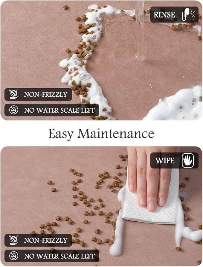 Pet Feeding Mat-Absorbent Dog Mat for Food and Water Bowl-No Stains Quick Dry Water Dispenser Mat-Dog Accessories Pet Supplies-Bowl for Messy Drinkers(Dusty Pink,17"x34"