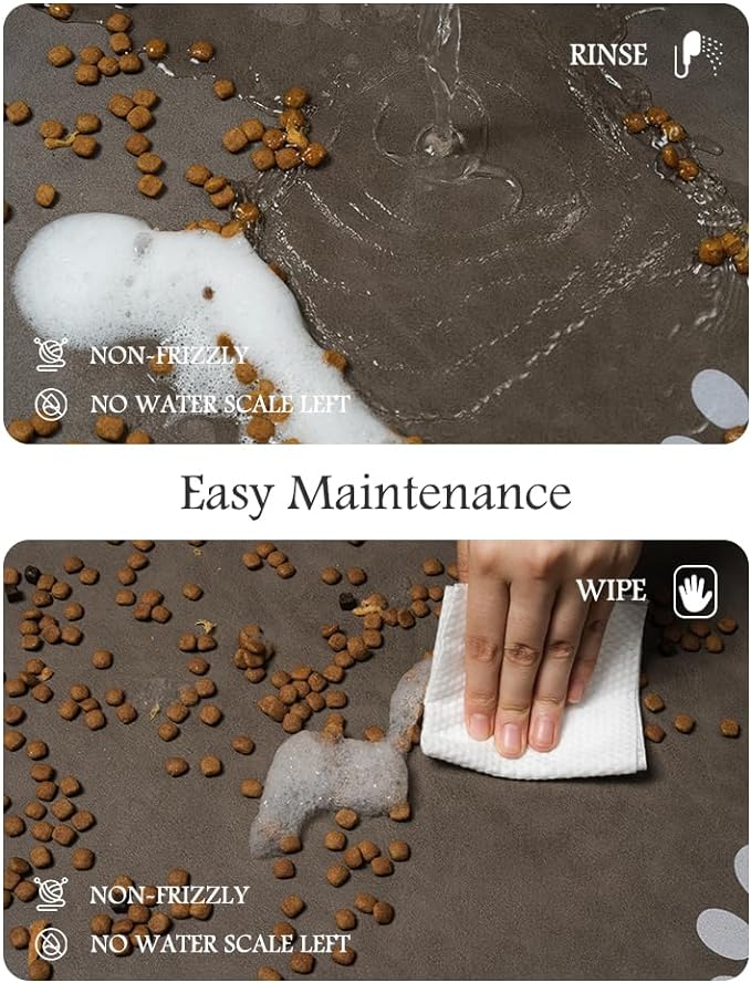 Pet Feeding Mat-Absorbent Dog Mat for Food and Water Bowl-No Stains Quick Dry Water Dispenser Mat-Dog Accessories Pet Supplies-Bowl for Messy Drinkers(Brown,16"x24"