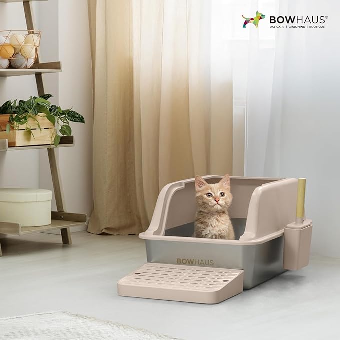 XL Enclosed Stainless Steel Cat Litter Box with Lid, High Sided Metal Litter Box w/Scoop, Enclosed Extra Large Metal Litter Box, Odorless Steel Litter Pan, Anti-Leakage & Easy Clean, Green