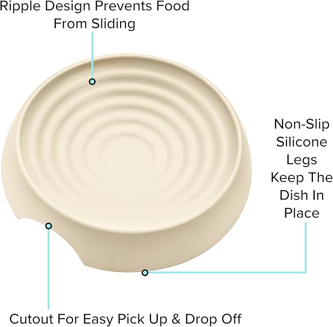 CatGuru Cat Bowls, Whisker Friendly Cat Food Bowl for Indoor Cats, Reliefs Whisker Fatigue, Wide Pet Bowl, Non Slip Pet Feeding Bowls, Shallow Kitten Dish (Set of 2, Sand)