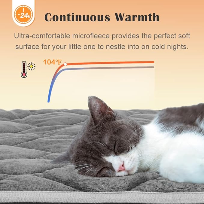 ULIGOTA Self Warming Cat Bed Self Heating Cat Mat Thermal Pet Bed Mat Self-Warming Dog Crate Pad 20"x16"
