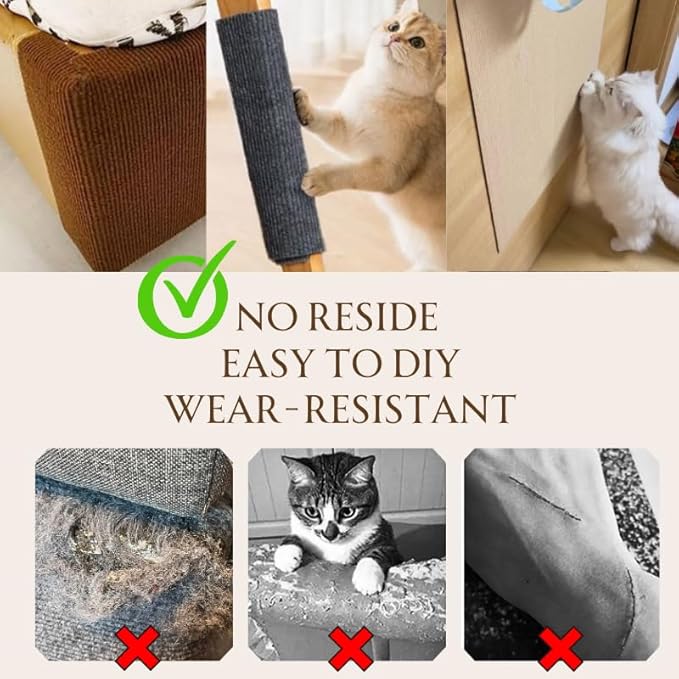 78.7"x15.8" Cat Scratching Carpet Mat Furniture Protector, Covering DIY Cat Tower,and Replacement Pads, Self-Adhesive Trimmable Mat Brown