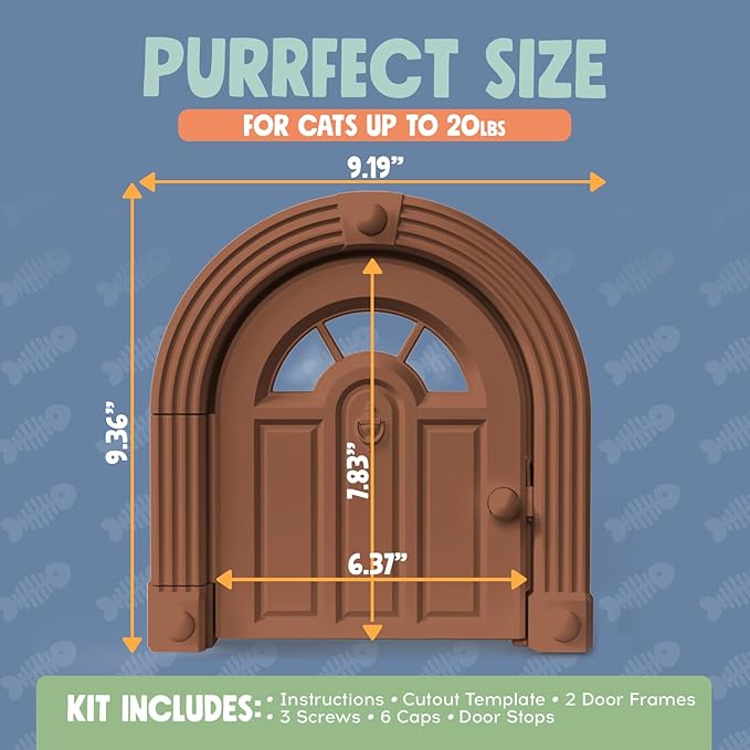 Meow Manor® Cat Door Interior Door - No-Flap, Interior Cat Door for Cats Up to 20 lbs, Easy DIY Setup, Secured Installation in Minutes, No Training Needed…
