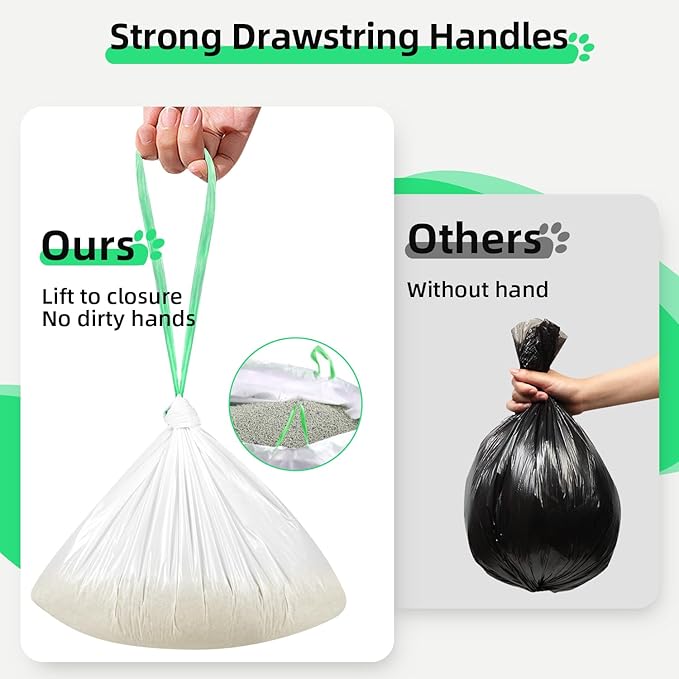 60 Count Self-Cleaning Litter Box Liner Bags for PURA X/MAX, Pet Waste Trash Bags with Drawstring for Automatic Cat Litter Box -21" x 11"