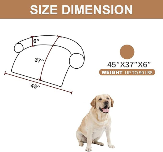 Calming Dogs/Cats Bed Mats, Dog Pad Washable Removable Couch Cover, Plush Long Fur Mat for Pets, Waterproof Lining, Perfect for Small, Medium and Large Dogs and Cats (Desert Brown, 45"x37")