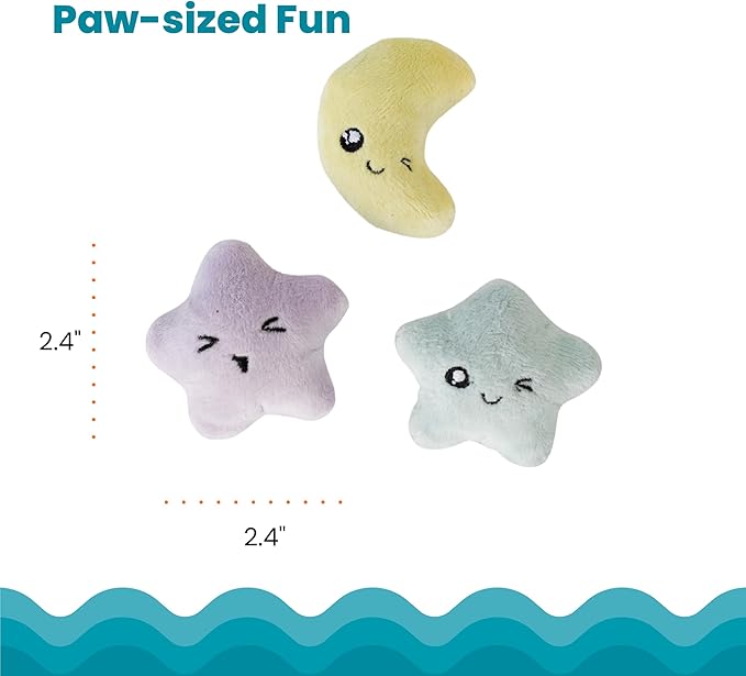 Catstages Toss 'N Twinkle Light-Up Cat Toys with Catnip & Crinkle, Multicolored, 3-Pack