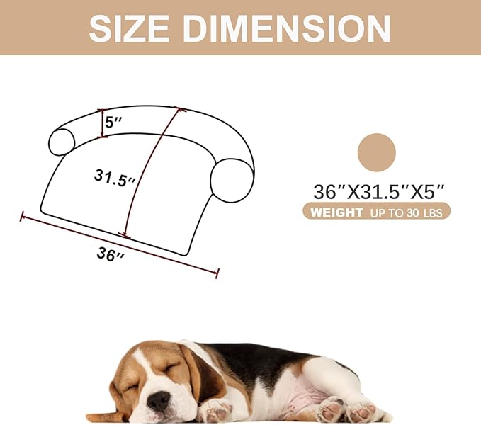 Tinaco Luxurious Calming Dogs/Cats Bed Mats, Dog Pad Washable Removable Couch Cover, Plush Long Fur Mat for Pets, Waterproof Lining, Perfect for Small, Medium and Large Dogs and Cats (Beige, 36"x31")