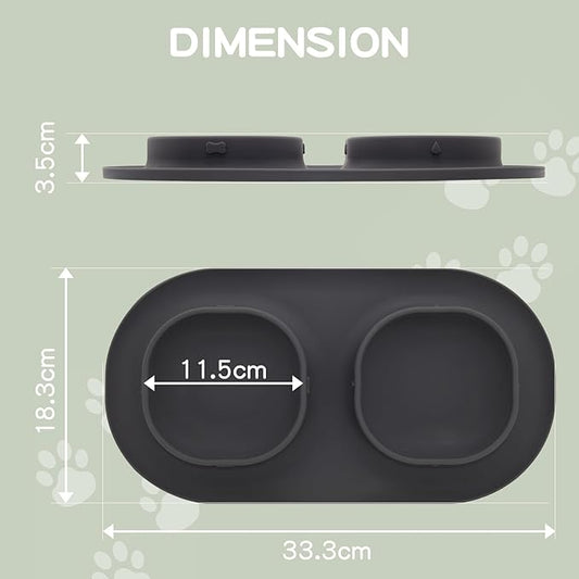 Dog Food Bowls Pet Bowls & Dog Water Bowls with No-Spill and Non-Skid, Feeder Bowls with Dog Bowl Mat for Small Medium Large Size Dogs Cats Puppy Pets, Dog Dishes (Grey)
