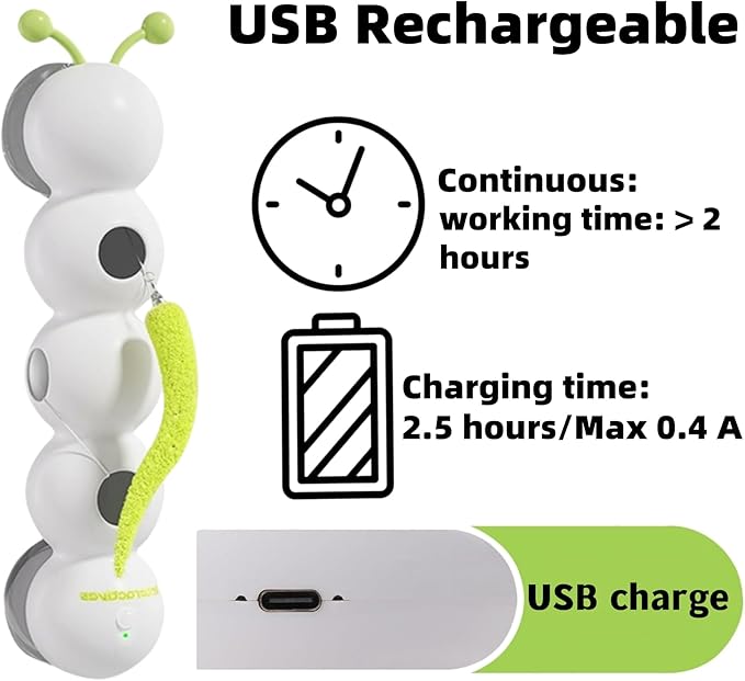 Interactive Cat Feather Toy, Automatic Fluffy Cat Teaser, Whack-a-Mole Cat Toy, USB Rechargeable, Wall-Mounted, with Suction Cup, Perfect for Indoor Cats