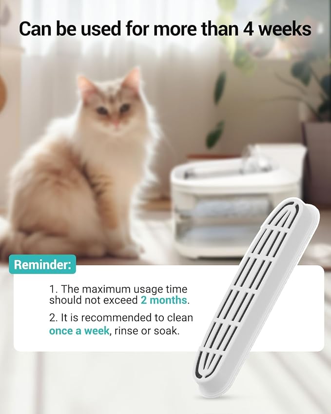 FT999 Cat Water Fountain Filter, 16 Packs Replacement Filters for Wireless Cat Water Fountain Stainless Steel (8 Filters+8 Sponges)