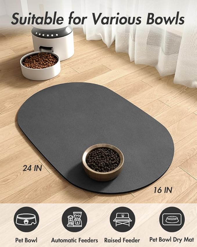 Absorbent Dog Mat for Food & Water Bowl - Quick Dry Pet Feeding Mat, No Stains, Ideal for Messy Drinkers