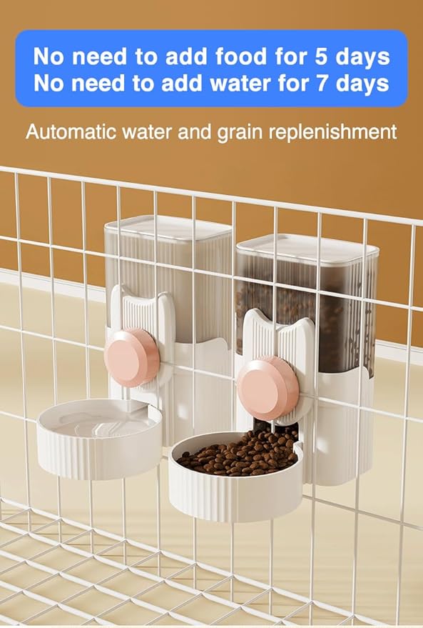 Gravity pet Food Automatic Dispenser: Small pet Feeding cage Feeder Tray - 1L Automatic pet Feeder and Sink kit, Suitable for Cats, Puppies, Rabbits, Ferrets (Blue)