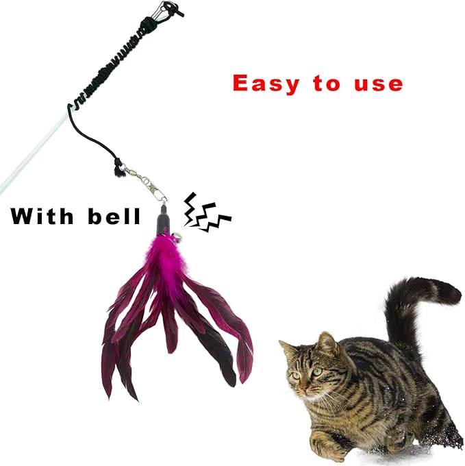 Cat Feather Toys Refills, 10 Pieces Interaction Cat Wand Replacement Feathers Toy for Indoor Cats