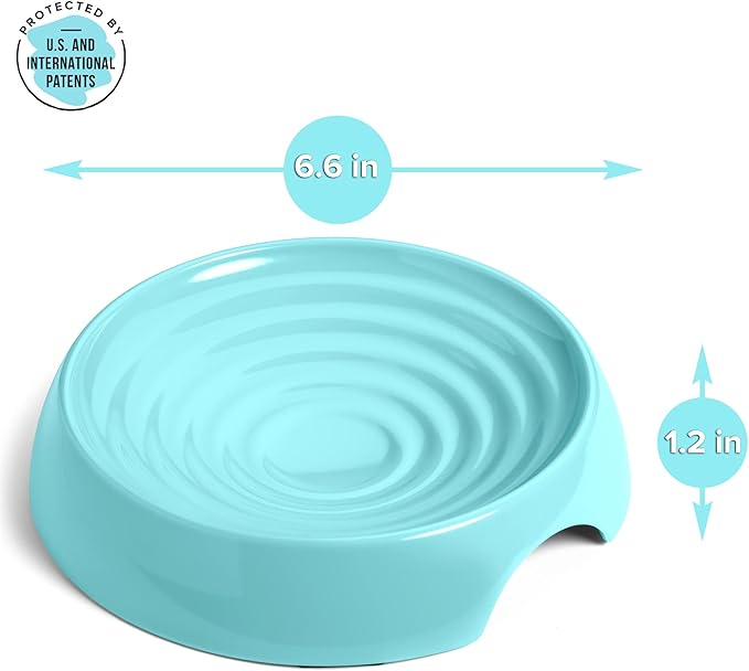 CatGuru Cat Bowls, Whisker Friendly Cat Food Bowl for Indoor Cats, Reliefs Whisker Fatigue, Wide Pet Bowl, Non Slip Pet Feeding Plate, Shallow Kitten Dish (Set of 2 Bowls, Aruba)